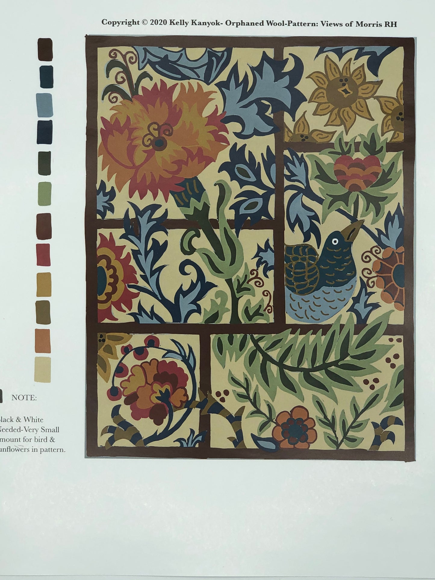 Views of Morris- Paper Rug Hooking or Rug Punch Needle Pattern by Orphaned Wool. This Paper pattern is formatted for enlargement, allowing you to choose what size design you would like to create of Views of Morris. The other benefits of a paper pattern is using your favorite backing material for the design. This along with the choice if size is why Paper rug hooking patterns are so cost-effective to make a rug hooking pattern.This design was inspired by the Artist William Morris.