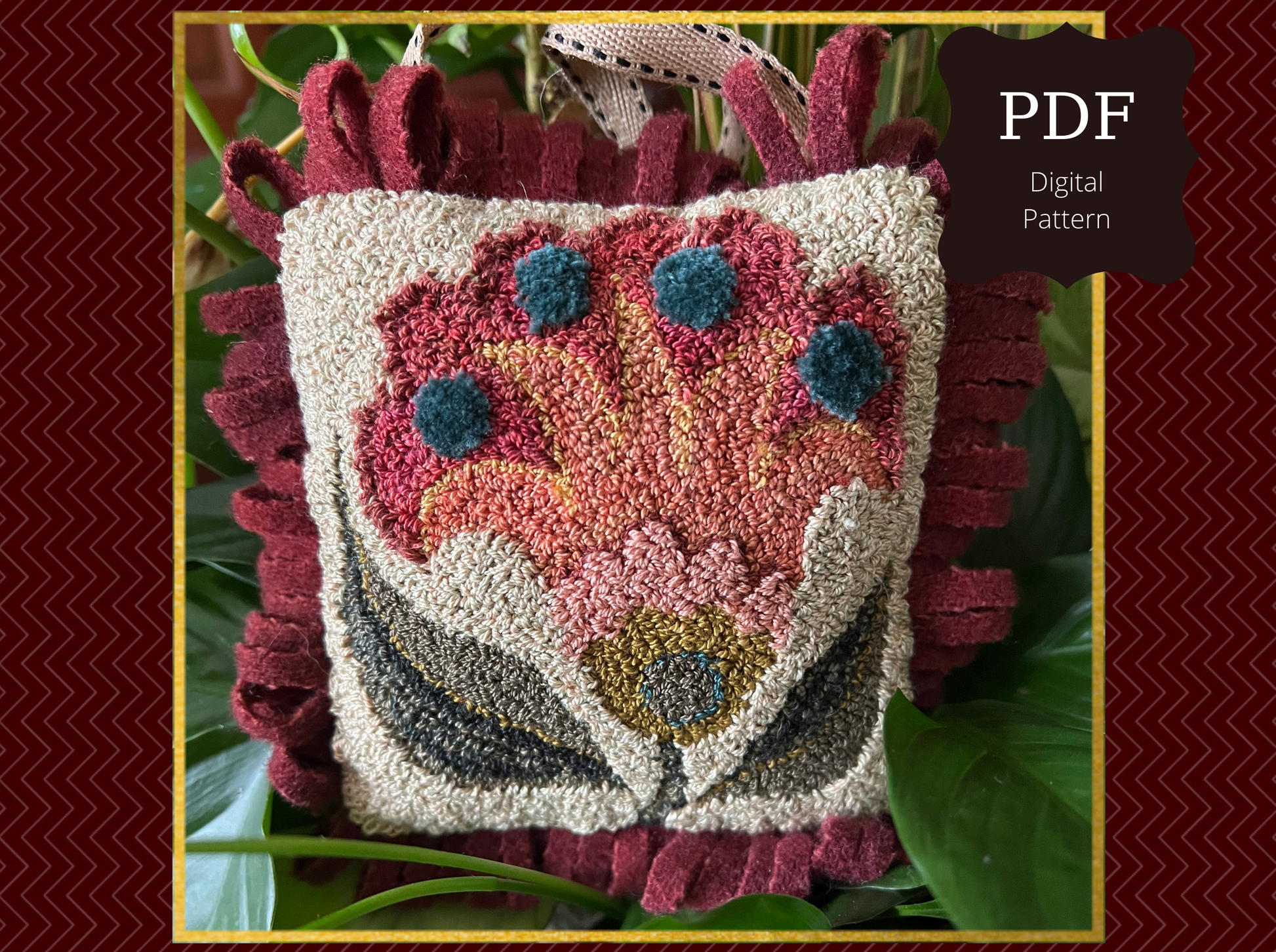 Bloom- Punch Needle PDF Digital Download Pattern, Floral Design, by Orphaned Wool
